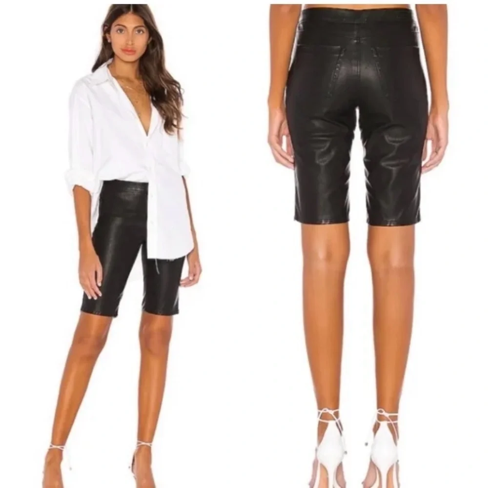 BlankNYC black vegan leather biker Bermuda shorts sz 27